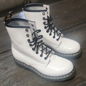 Dr. Martens White and Black Combat Boots